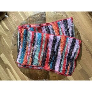 Vintage Neiman Marcus Mohair Wool Blend Striped Scarf EUC Made In France
